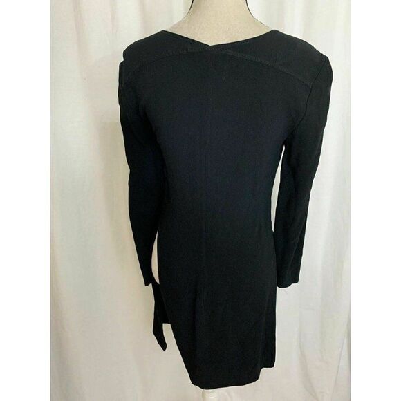 Zara Womens Long Sleeve Solid Black Side Slit Crew Neck Top Small - Picture 5 of 7